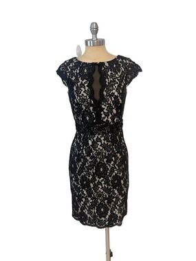 Monique Lhillier Black Beaded Party Cocktail Dress size 4